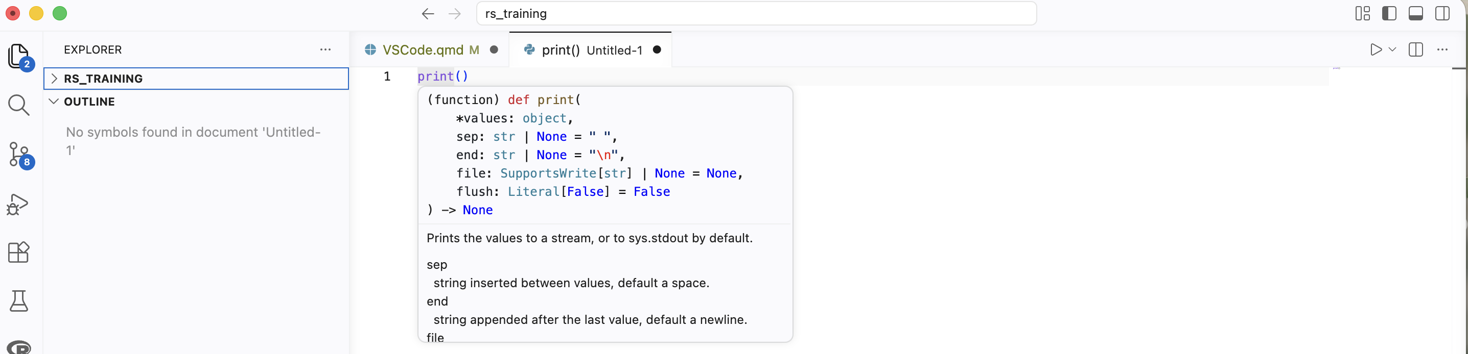 Documentation for Python code in VS Code
